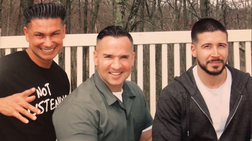 Mike "The Situation" Sorrentino poses in prison garb with Jersey Shore co-stars.