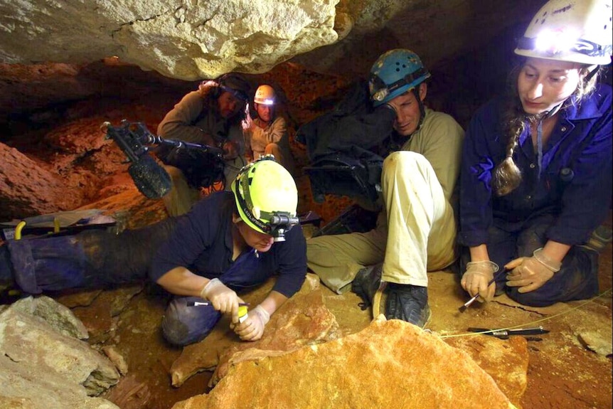 Filming in Naracoorte cave