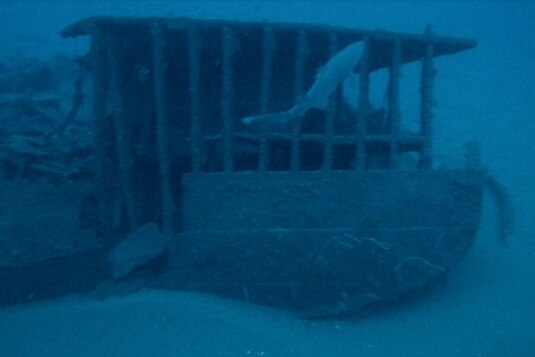 An underwater photo of a shipwreck