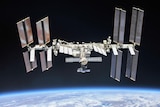 A space station above the Earth.