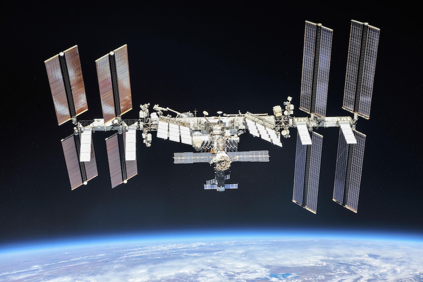 A space station above the Earth.