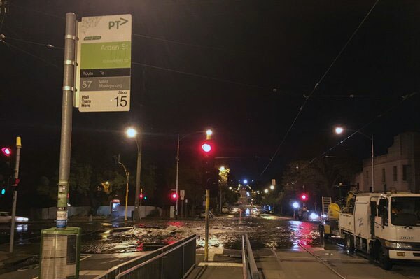 Flooded road interrupts Melbourne tram services