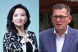 A composite image of Cheng Lei and Dan Andrews 