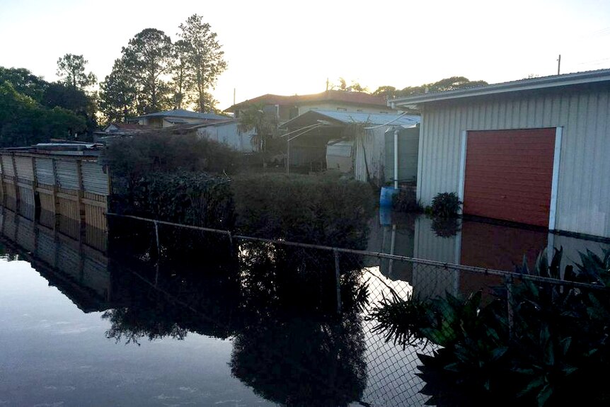Inundated houses at Beenleigh in Logan, south of Brisbane.