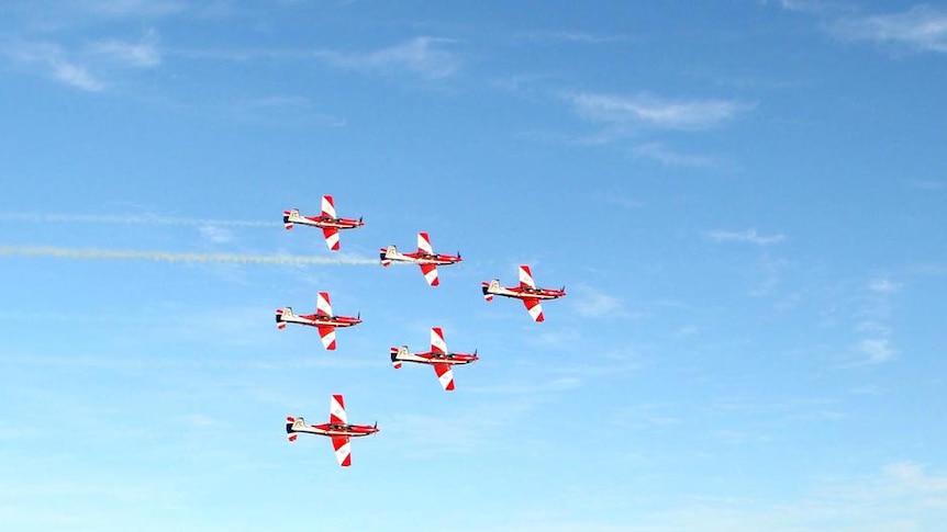 The PC-9 is most familiar as part of the Air Force's display team, the Roulettes.