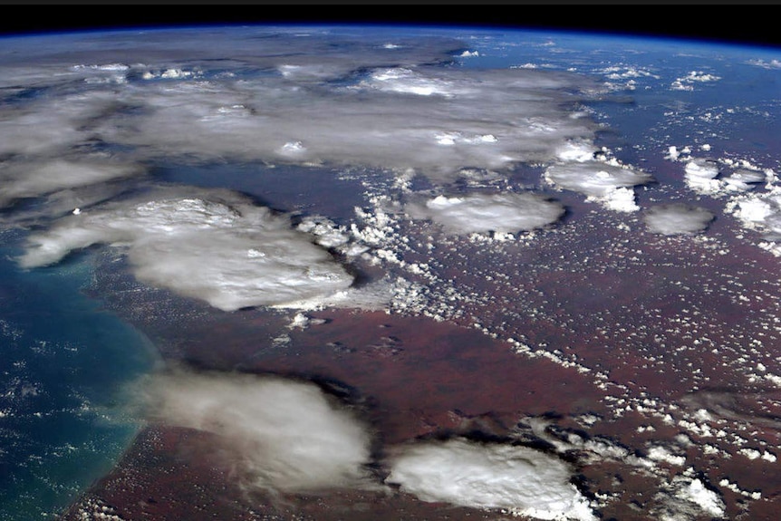 A view from the International Space Station shows bushfire smoke clouds over southern Australia.