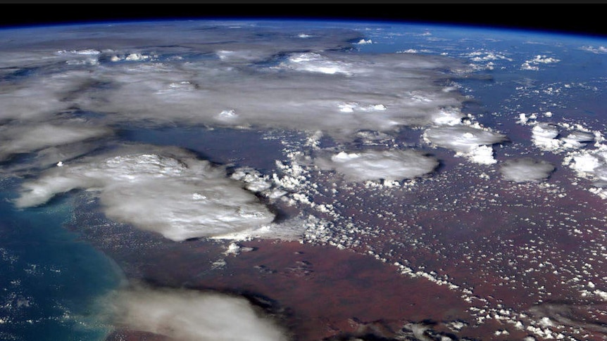 A view from the International Space Station shows bushfire smoke clouds over southern Australia.