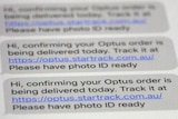 A message from Optus saying an order will be delivered.