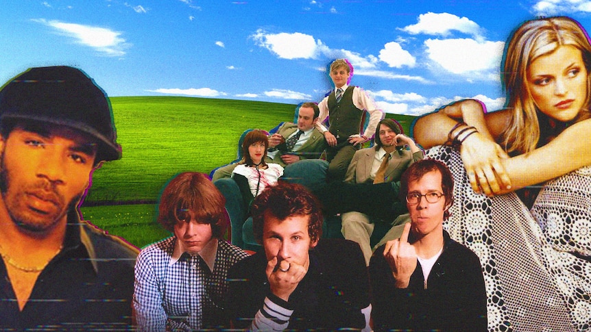 Composite image of Cody ChessnuTT, The Bens, Love Outside Andromeda and Amiel before a WIndows XP background