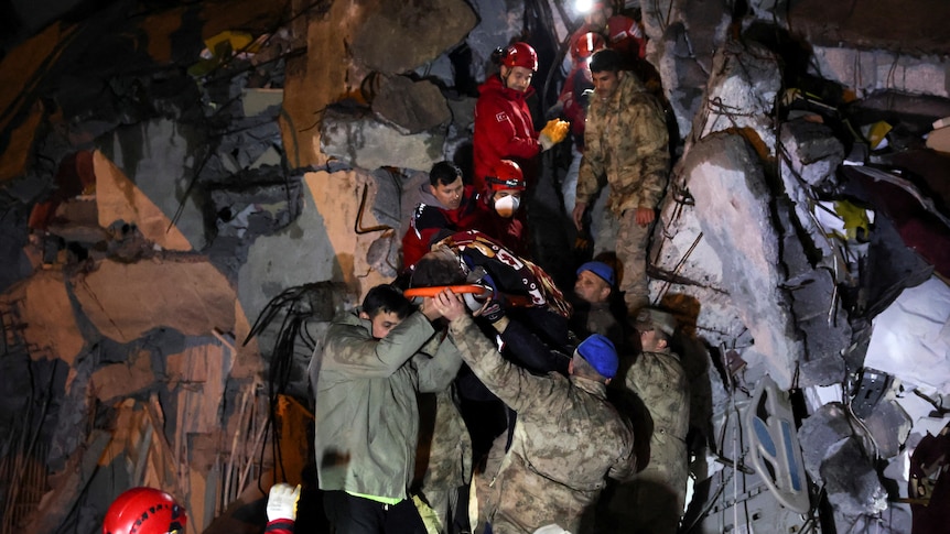 Cennet Sucu is rescued under the rubble of collapsed hospital in Iskenderun, Turkey.