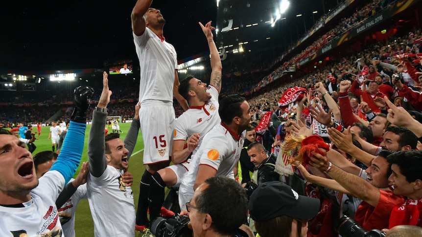 Sevilla celebrates Europa League win