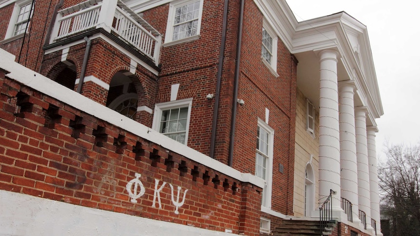 The Phi Kappa Psi fraternity house is seen on the University of Virginia campus