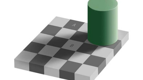 An illustration of the checker shadow illusion, first published by MIT professor Edward H Adelson.