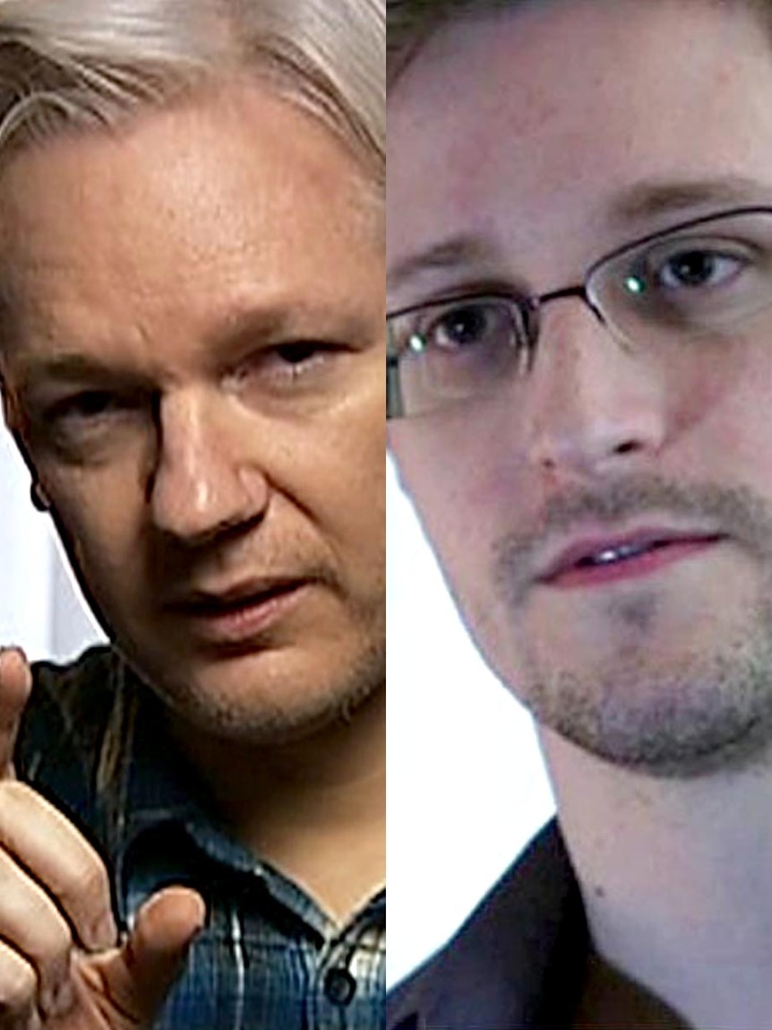 LtoR Julian Assange and Edward Snowden.