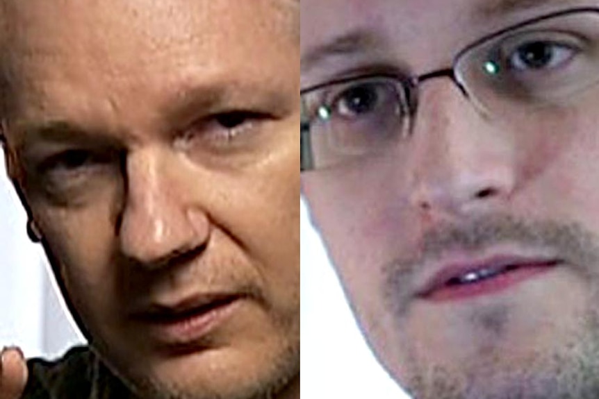 LtoR Julian Assange and Edward Snowden.