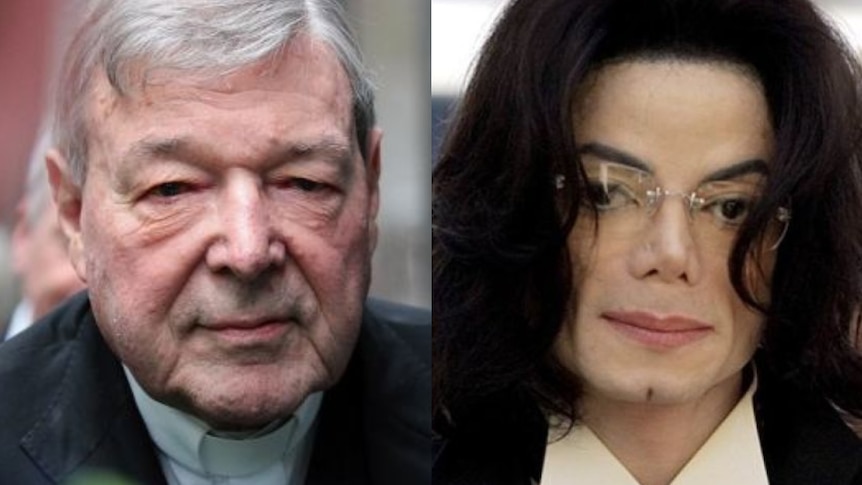 A composite image of George Pell and Michael Jackson.