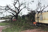 Damage to a cattle farm property from Cyclone Kelvin.