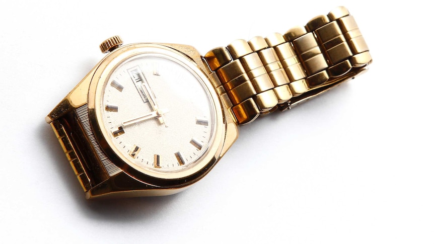 A gold wristwatch
