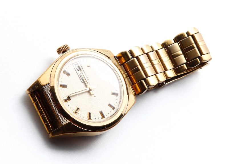 A gold wristwatch