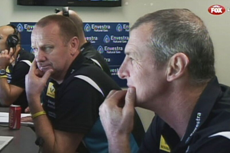 Phil Walsh at right with Port Adelaide coach Ken Hinkley Fox Sport image