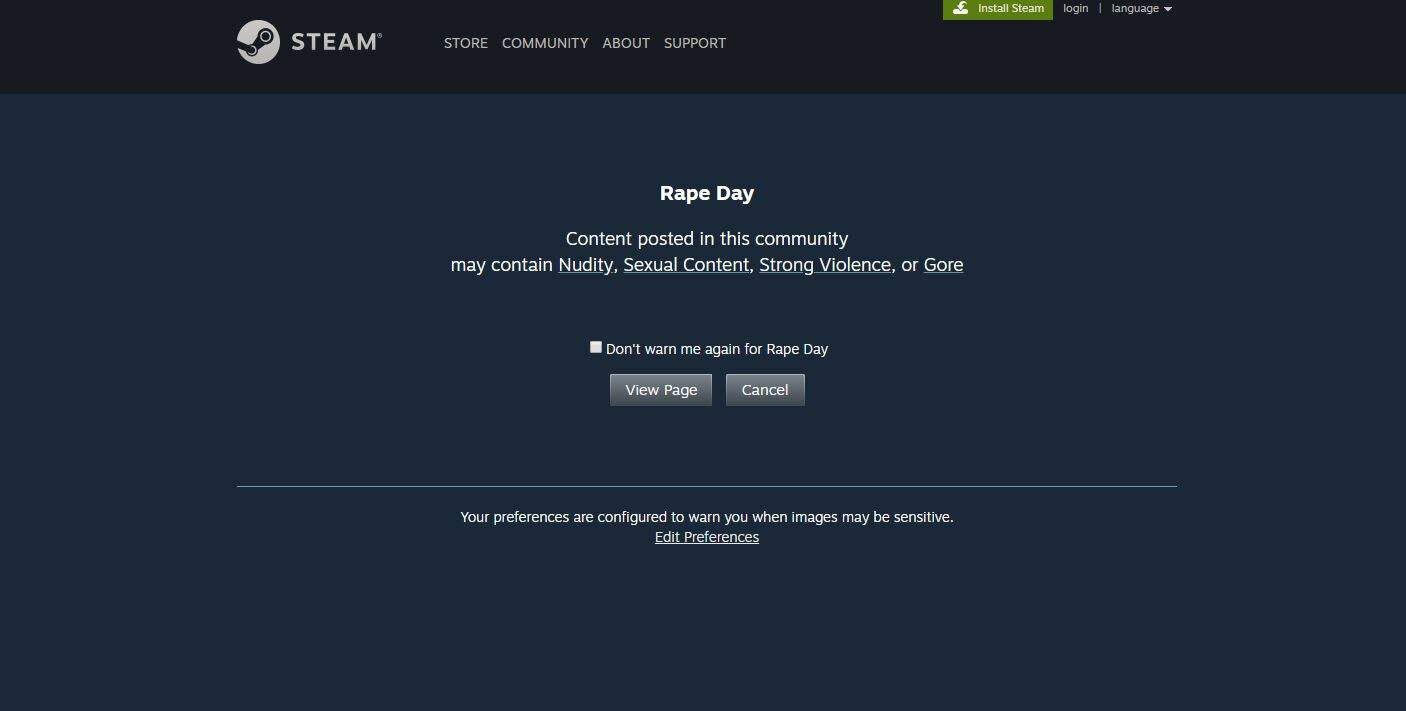 Rape Day video game pulled from Steam for posing 'unknown costs and