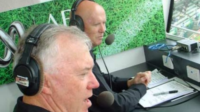 Jim Maxwell and Kerry O'Keefe in the cricket commentary box