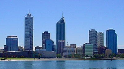 Perth (above), Melbourne and Brisbane are the fastest-growing cities in Australia.