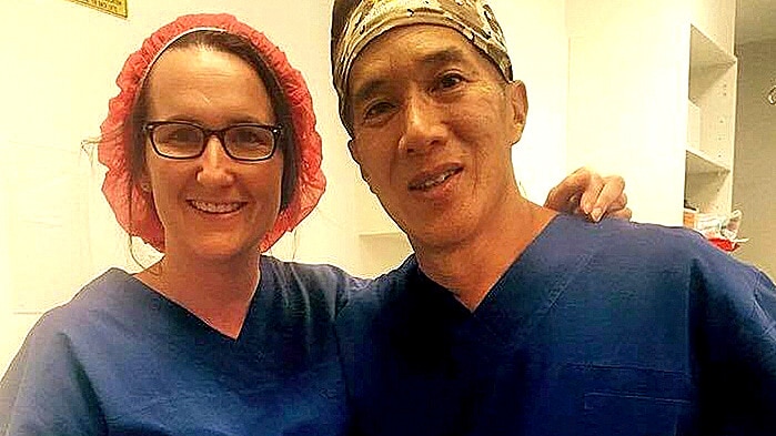 Dr Rosie Nielsen with surgeon Charlie Teo