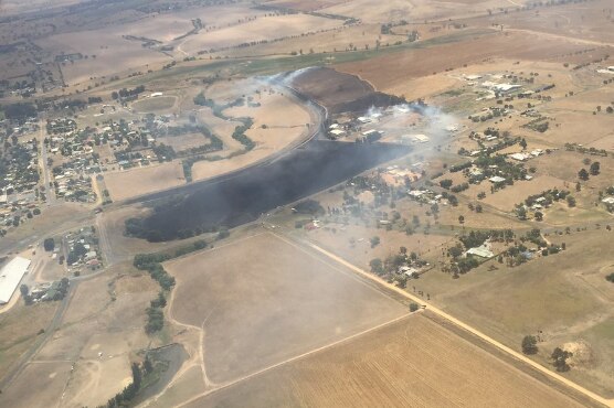 Aerial shot of smoke haze of Harden, NSW