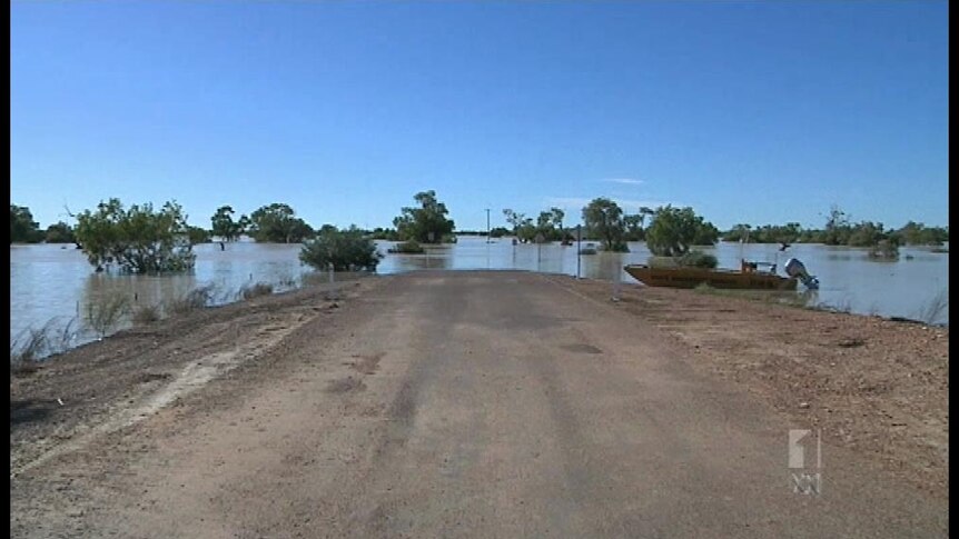 Birdsville remains cut off by floodwaters, with the Diamantina River several kilometres wide in places.