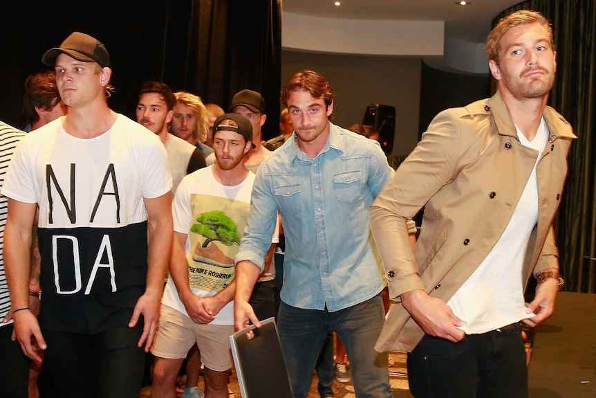 Essendon players leave press conference