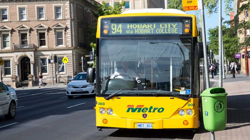 Hobart Metro bus in Macquarie Street, Hobart.