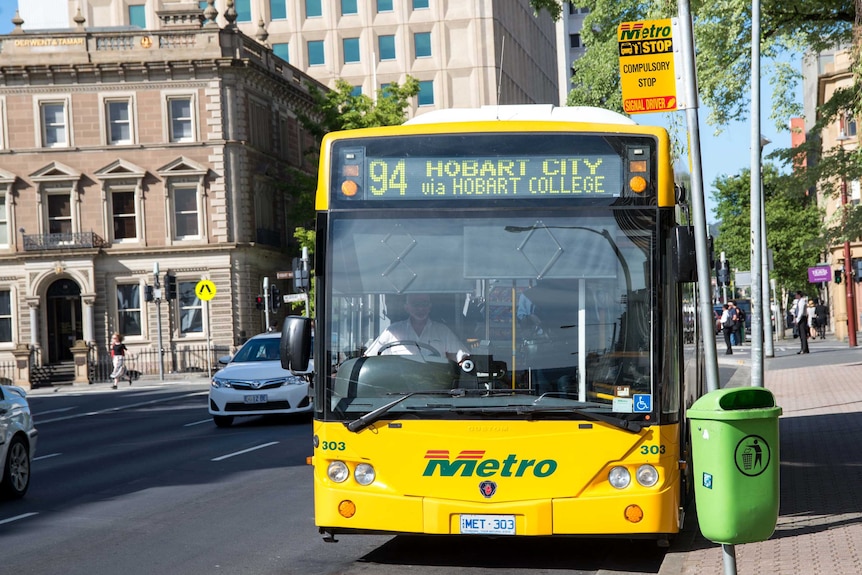 Hobart Metro bus in Macquarie Street, Hobart.