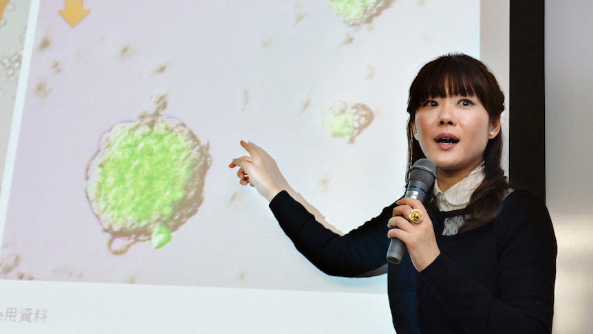 Japanese scientist Haruko Obokata presents her research