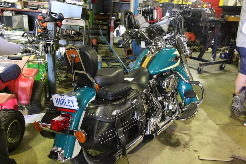 A motorbike inside the Pulfords Race Engines building at Mitchell.