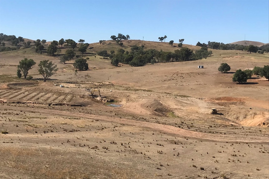 Conservation work being conducted to control erosion on a property near Wagga Wagga.