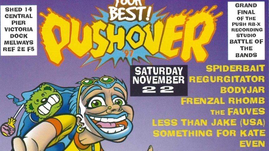 A poster for the Push Over music festival in 1997