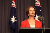 'The drama is over': Prime Minister Julia Gillard addresses the media after being re-elected ALP leader.