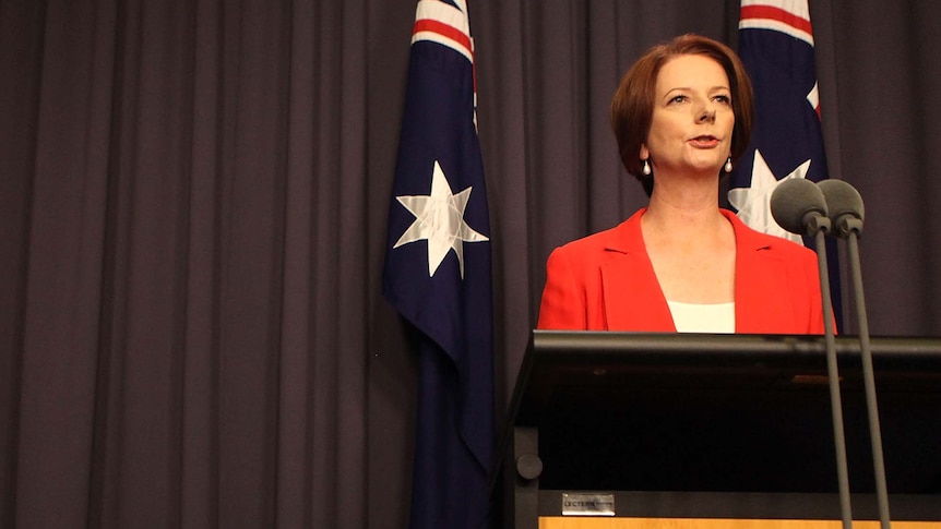 'The drama is over': Prime Minister Julia Gillard addresses the media after being re-elected ALP leader.