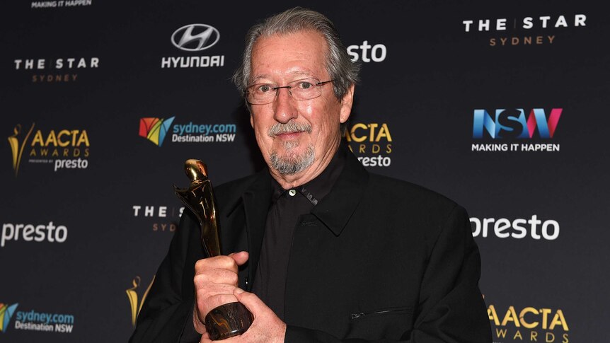 Michael Caton with his AACTA Award for his role in Last Cab to Darwin