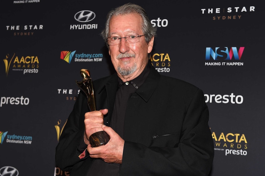 Michael Caton with his AACTA Award for his role in Last Cab to Darwin