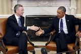 Barack Obama meets with NATO Secretary-General Jens Stoltenberg at the White House.