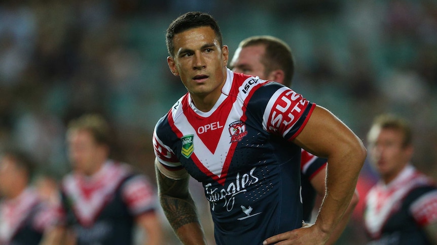 Roosters interchange Sonny Bill Williams looks on during the round one match with South Sydney.