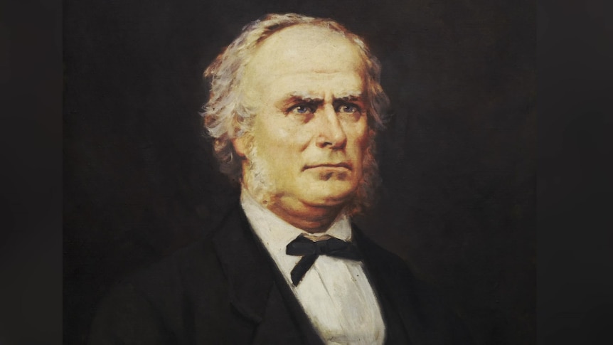 Painted portrait of a man.