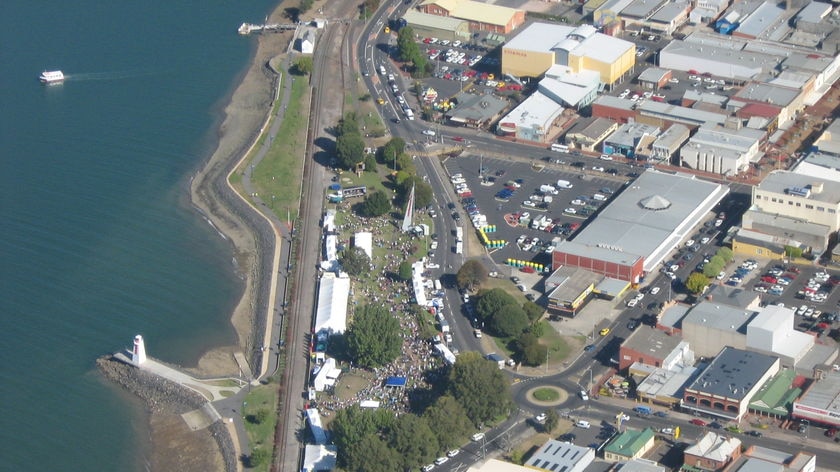 Aerial shot of Devonport, north-west Tasmania.