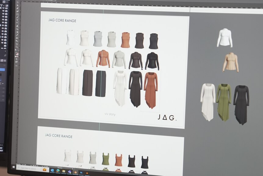 Images of clothes on a computer 