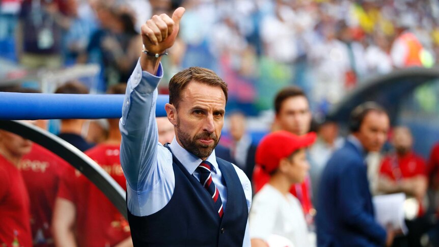 Gareth Southgate gives the thumbs-up to fans