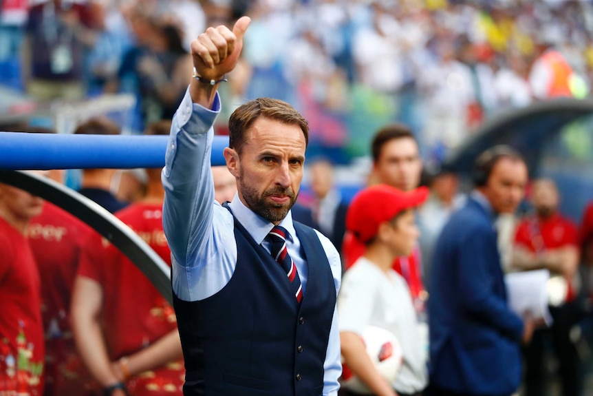 Gareth Southgate gives the thumbs-up to fans