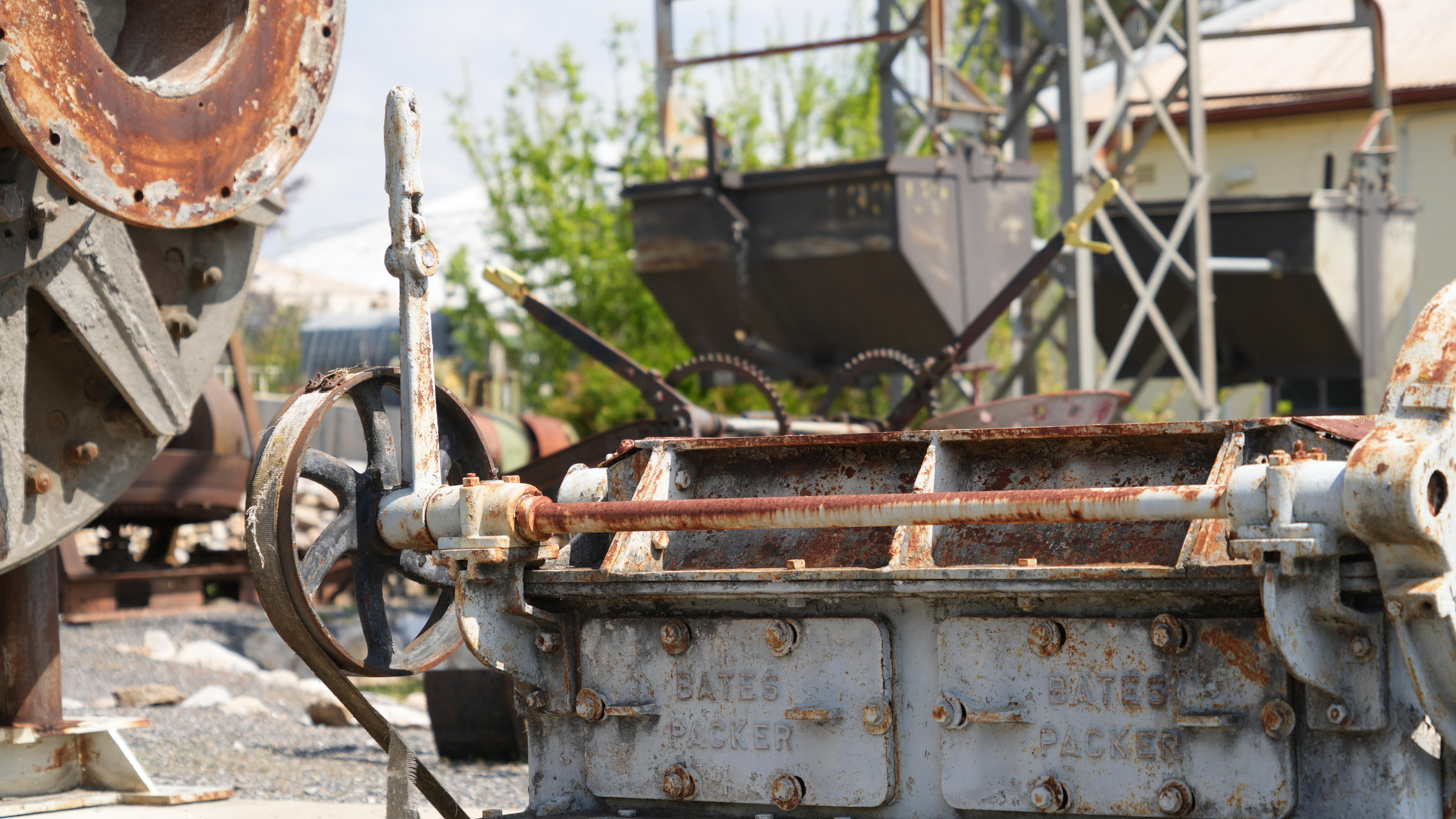 A collection of rusted museum pieces.