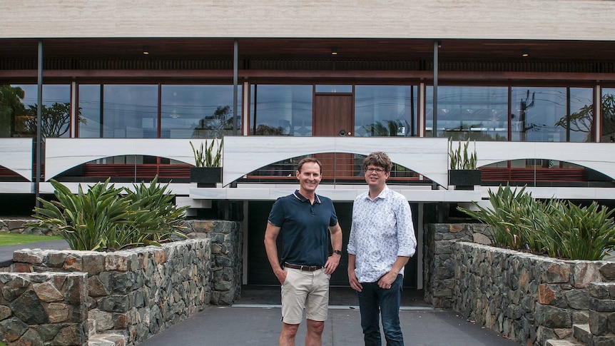 Paganin House owner Tim Bult with Restoration Australia host Stuart Harrison.